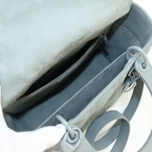Dior Lady Dior Grey Leather Handbag (Pre-Owned) - Picture 4 of 12